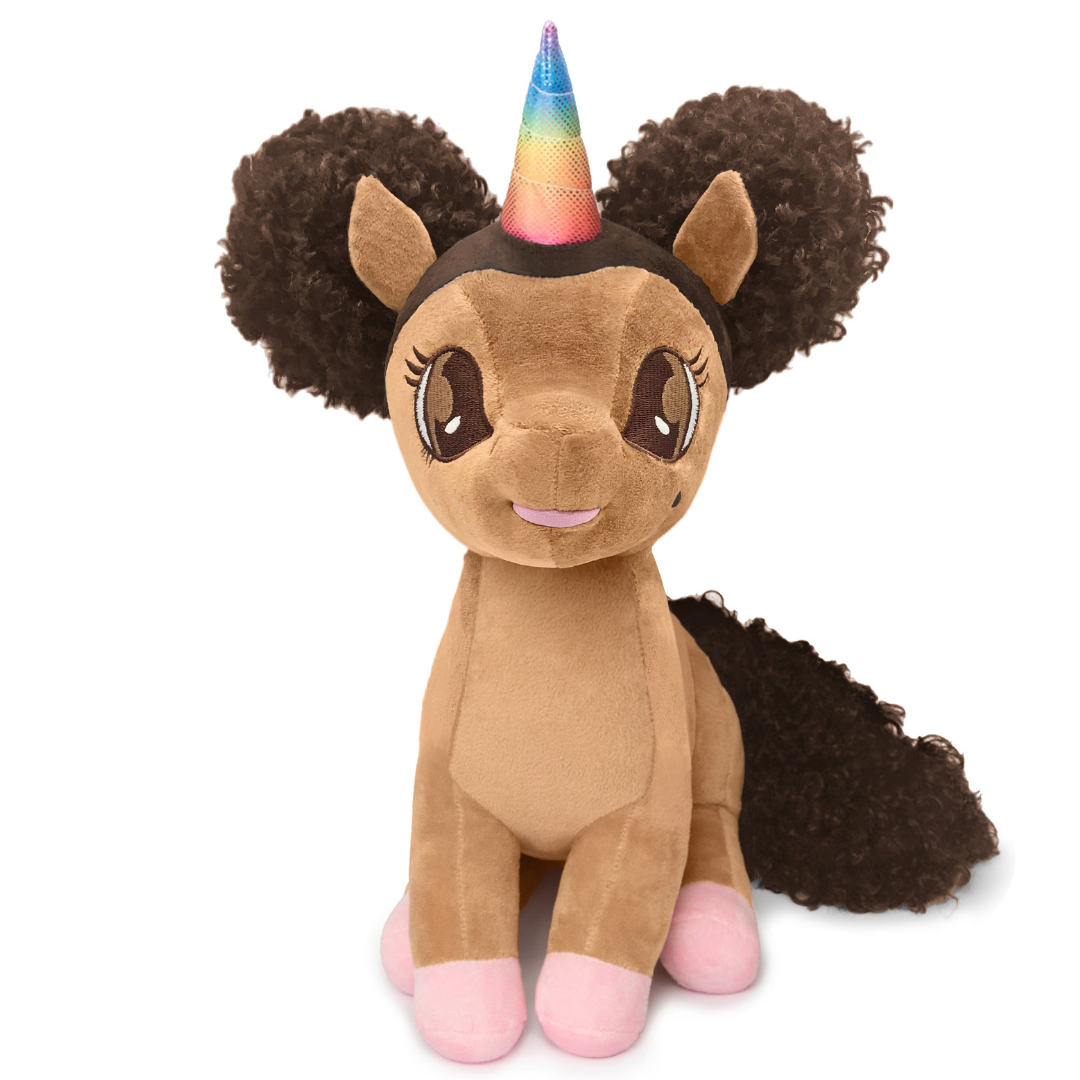 Alexis Unicorn Plush Toy with Afro Puffs - 15 inch