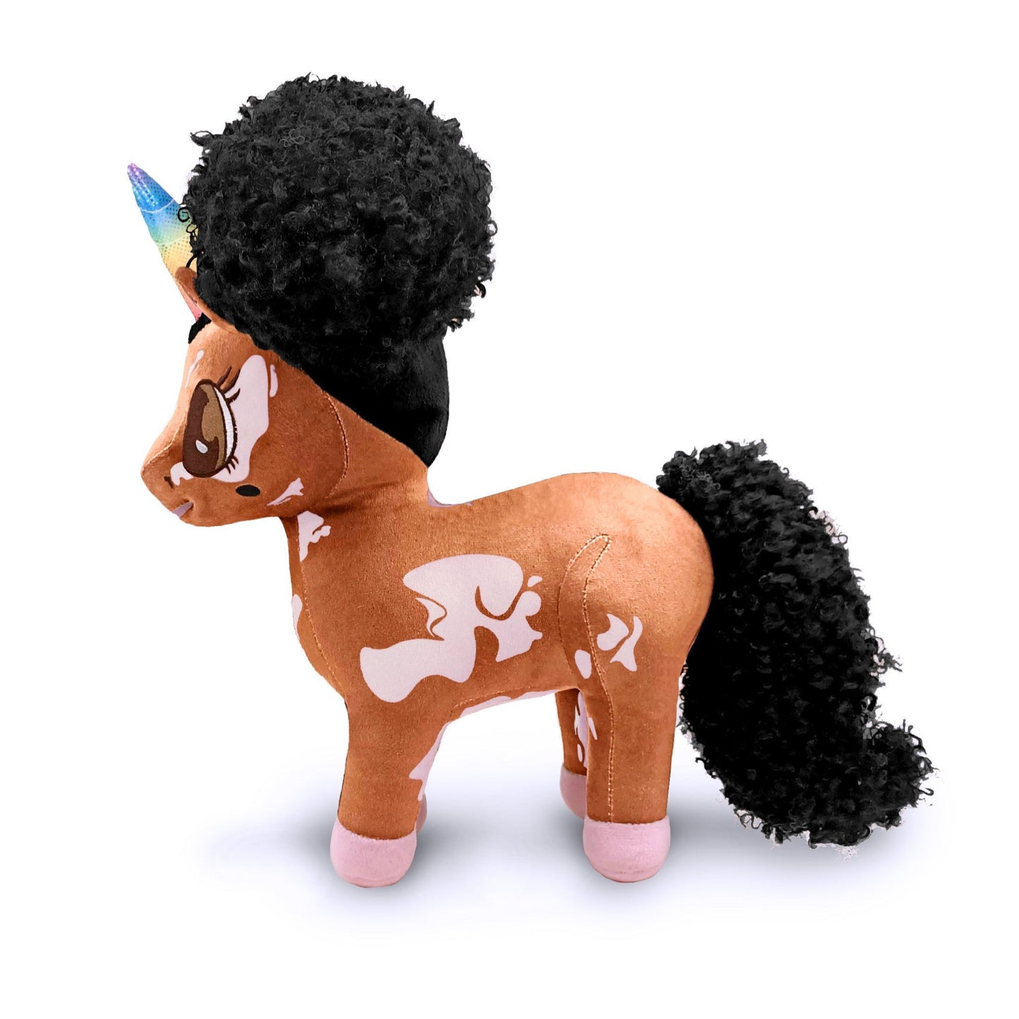 Malaysia, Vitiligo Unicorn Plush Toy with Afro Puffs - 15 inch