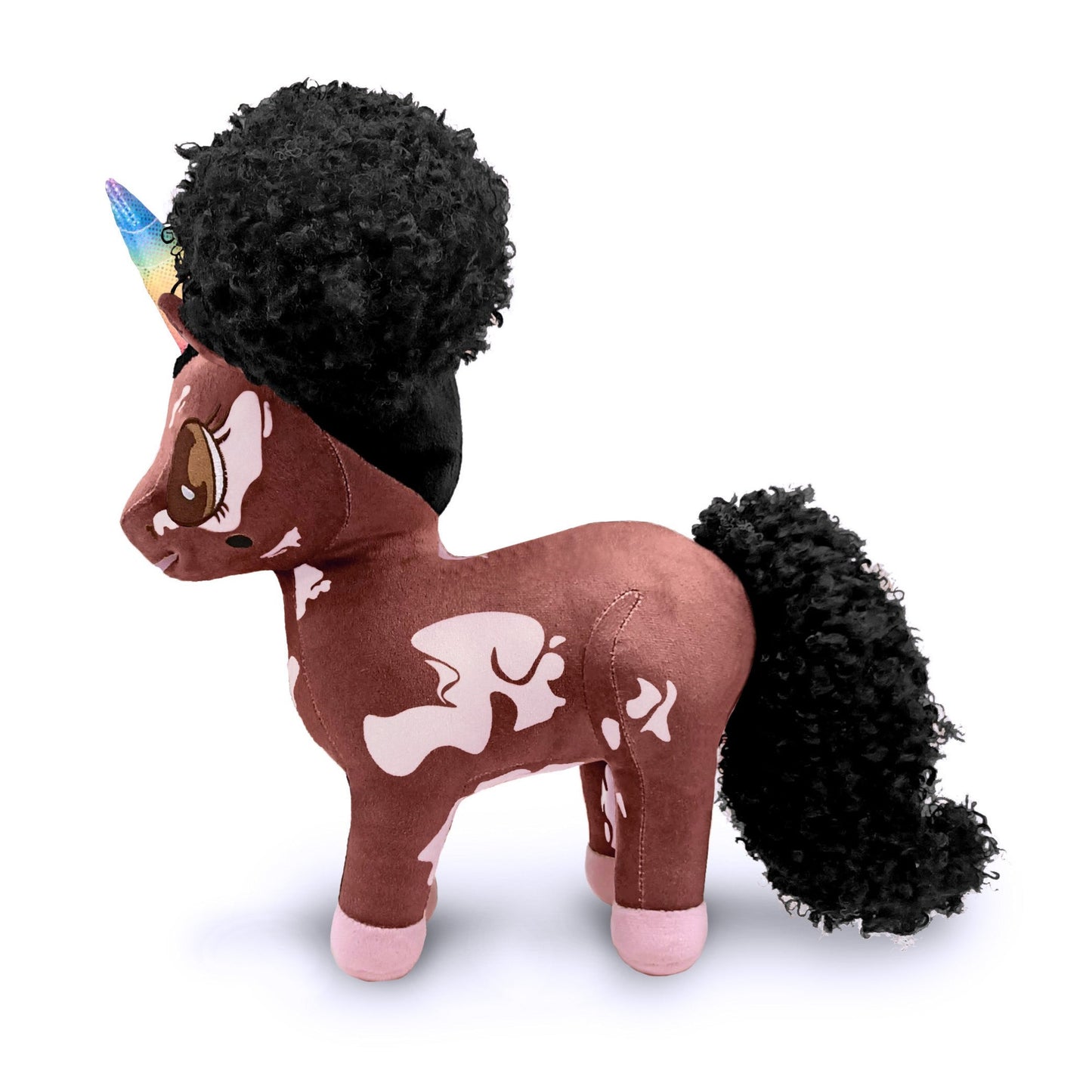 Tianca, Vitiligo Unicorn Plush Toy with Afro Puffs - 15 inch