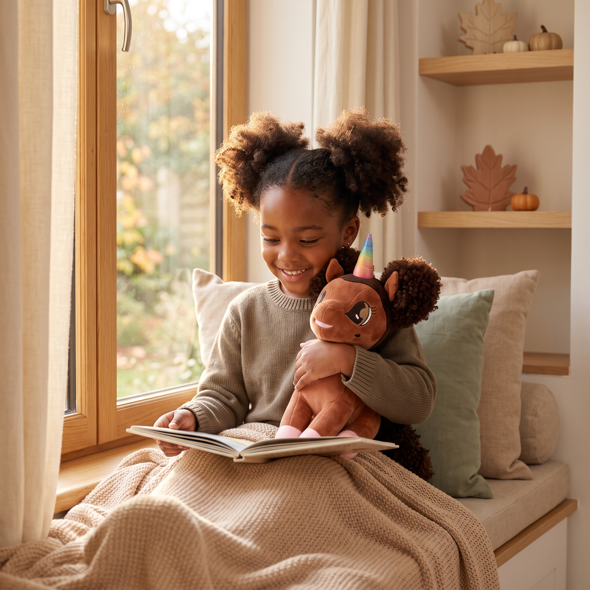 Dominique Unicorn Plush Toy with Afro Puffs - 15 inch