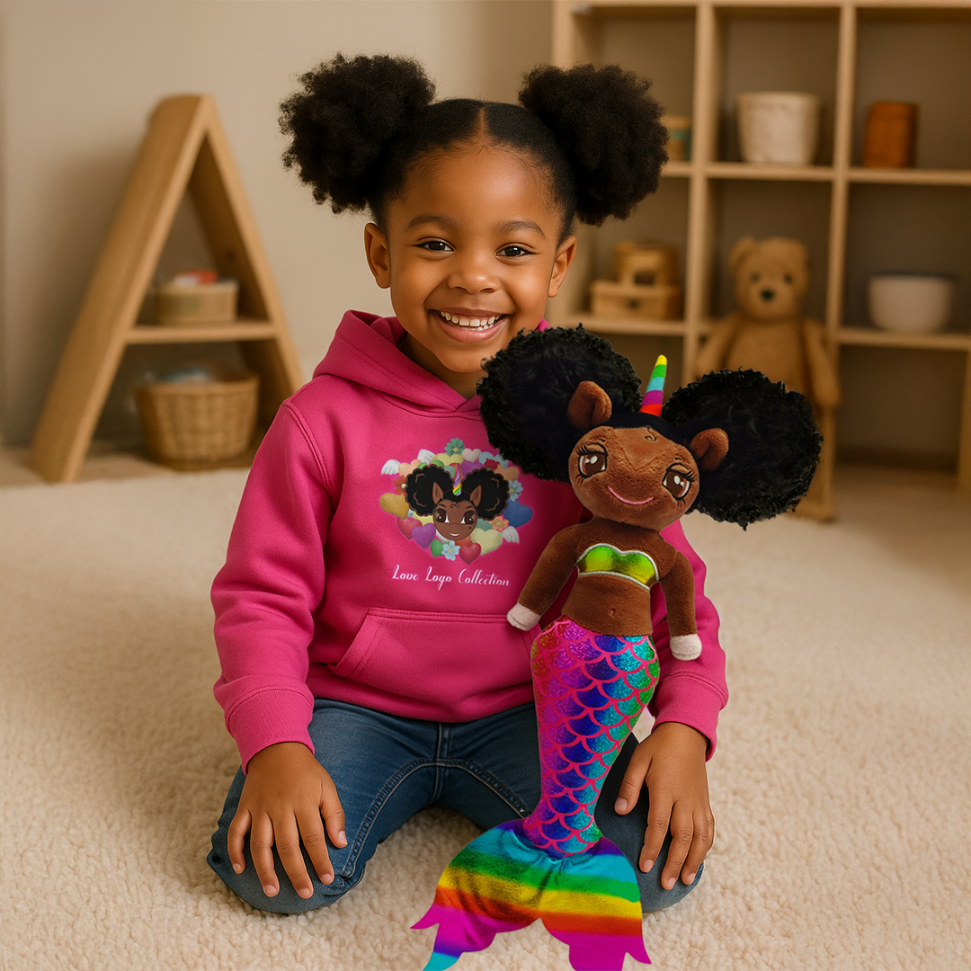 Aaliyah, Mermaid Unicorn Doll with Afro Puffs  - 16 inch