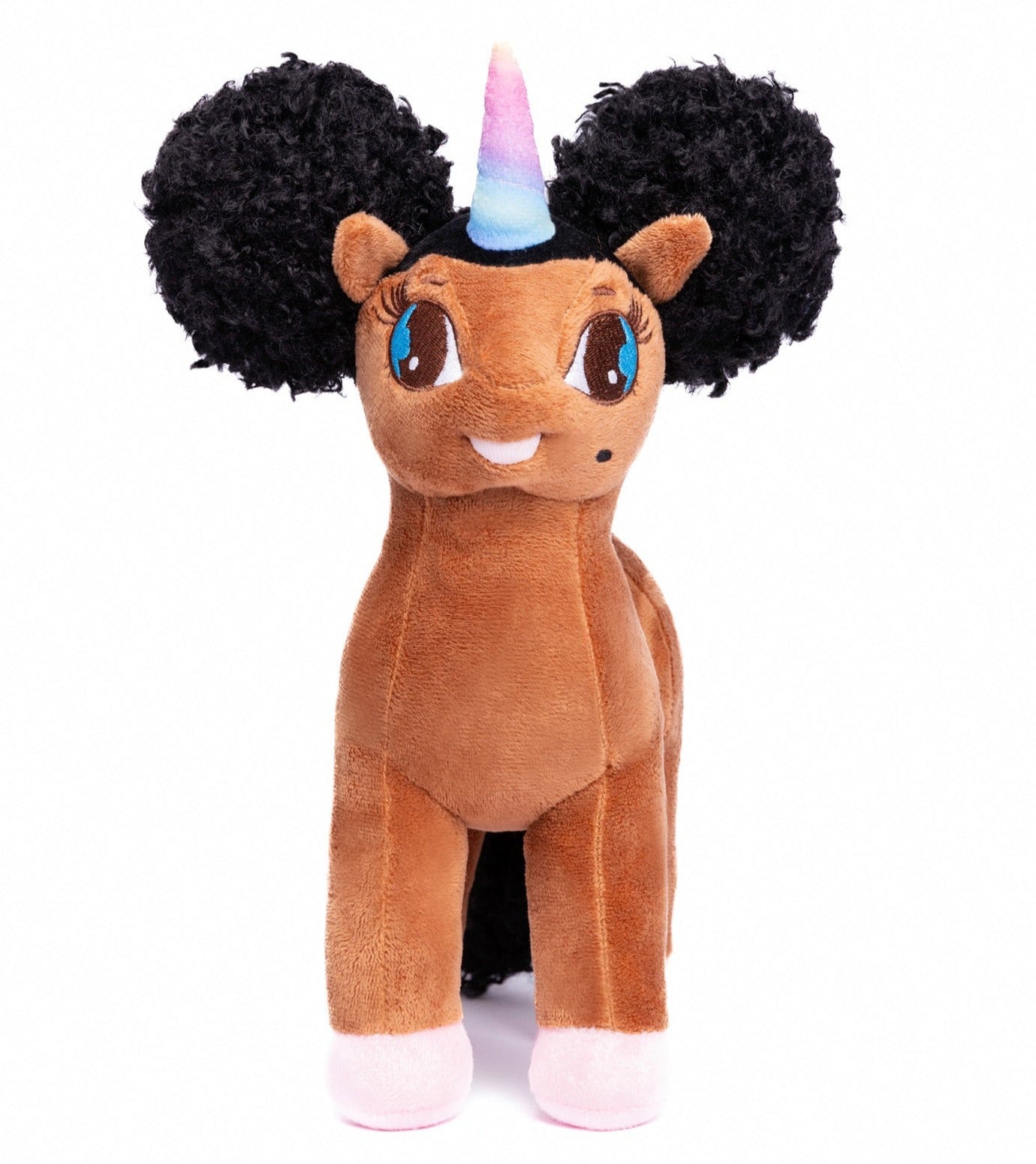 Load image into Gallery viewer, Tiffany, Unicorn Plush Toy with Afro Puffs - 12 inch
