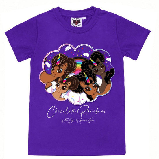 Load image into Gallery viewer, Chocolate Rainbows Puff Party Tee - Pop Star Purple
