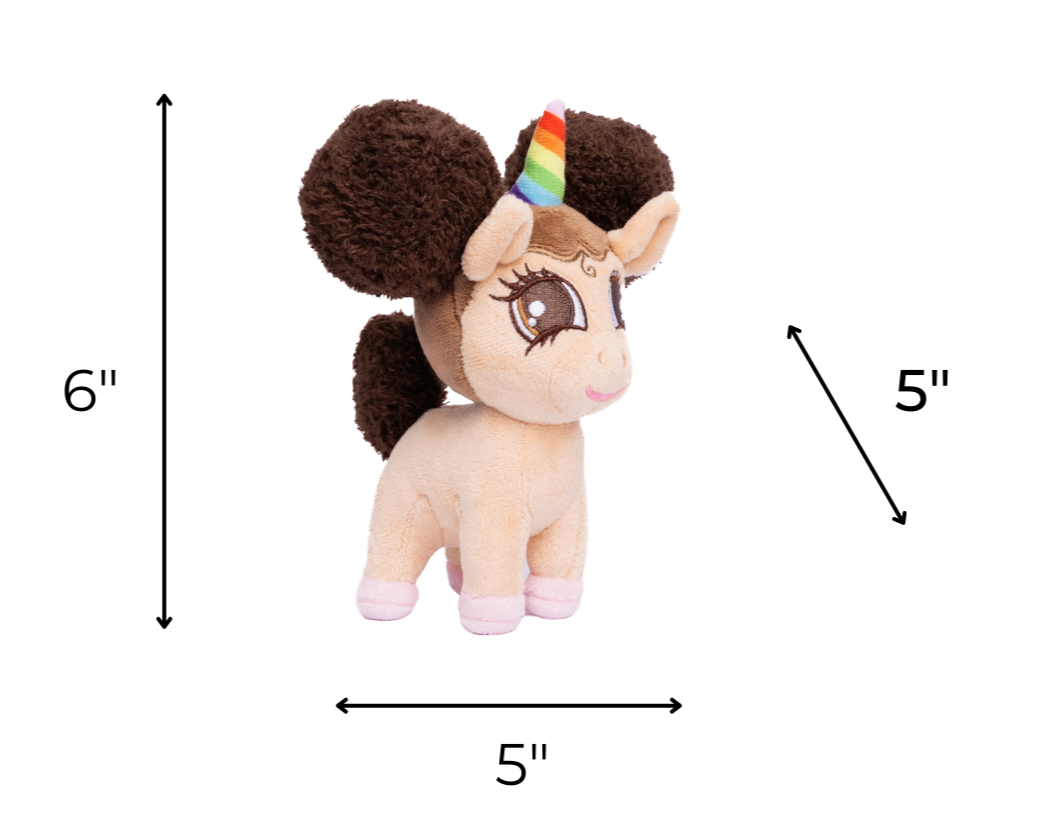 Baby Alexis Unicorn Plush Toy with Afro Puffs (standing) - 6 inch