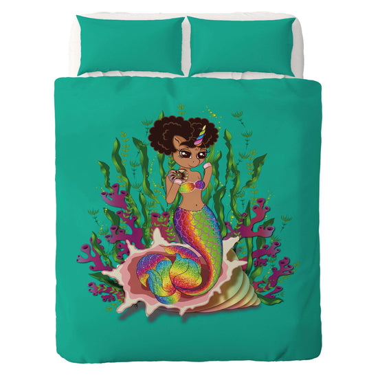 Zoë Unicorn Mermaid Oversized Plush Blanket - Sea Green