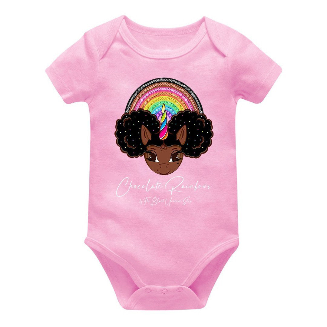 Chocolate Rainbows Onesie - Blush Pink