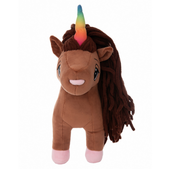 Load image into Gallery viewer, Dominique Unicorn Plush Toy with Dread Locs - 16 inch

