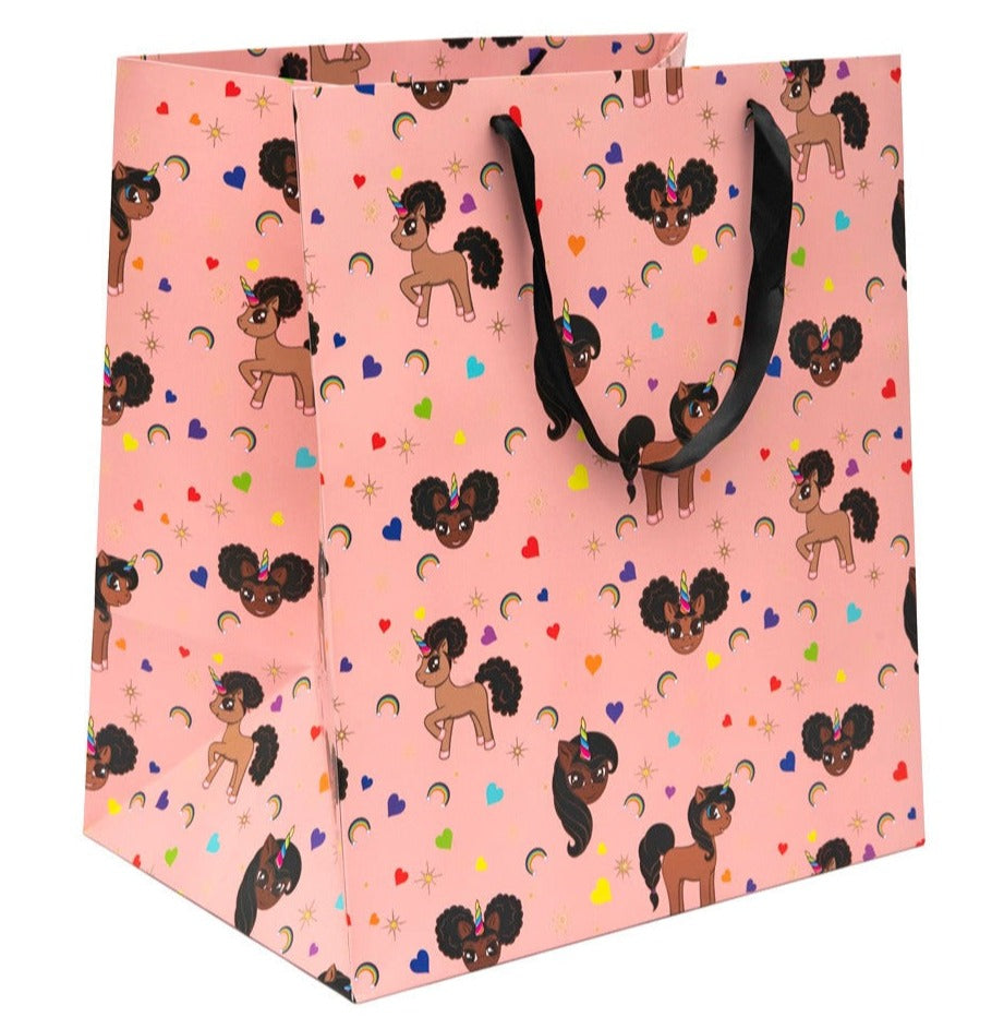 Gift Bag - Pink Signature Print Large Vertical