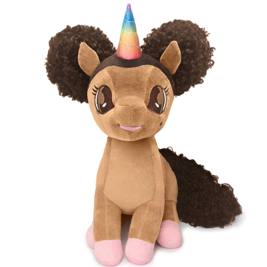 Alexis Unicorn Plush Toy with Afro Puffs - 15 inch
