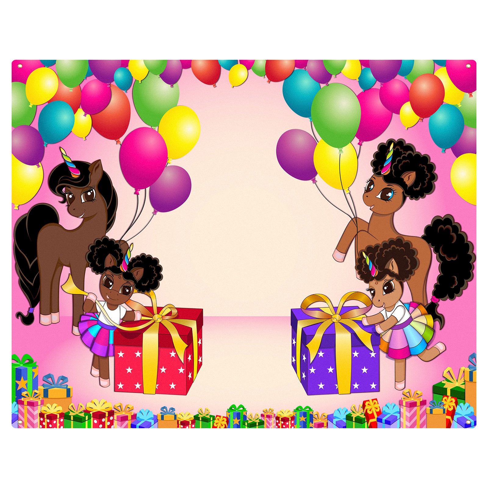 Black Unicorn Birthday Party Backdrop 6’ x 8’