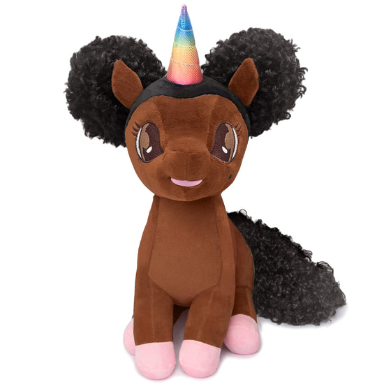 Chloe Unicorn Plush Toy with Afro Puffs - 15 inch